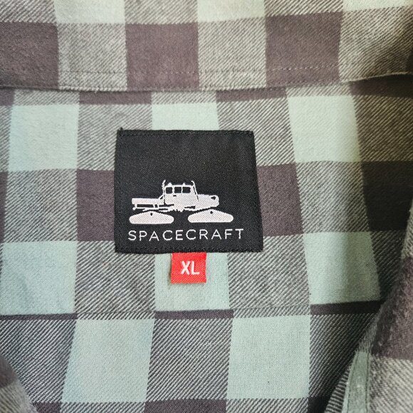 SPACECRAFT Mount Elden Men's Flannel SZ XL Plaid Teal Outdoor Grunge Gorpcore - Picture 4 of 11
